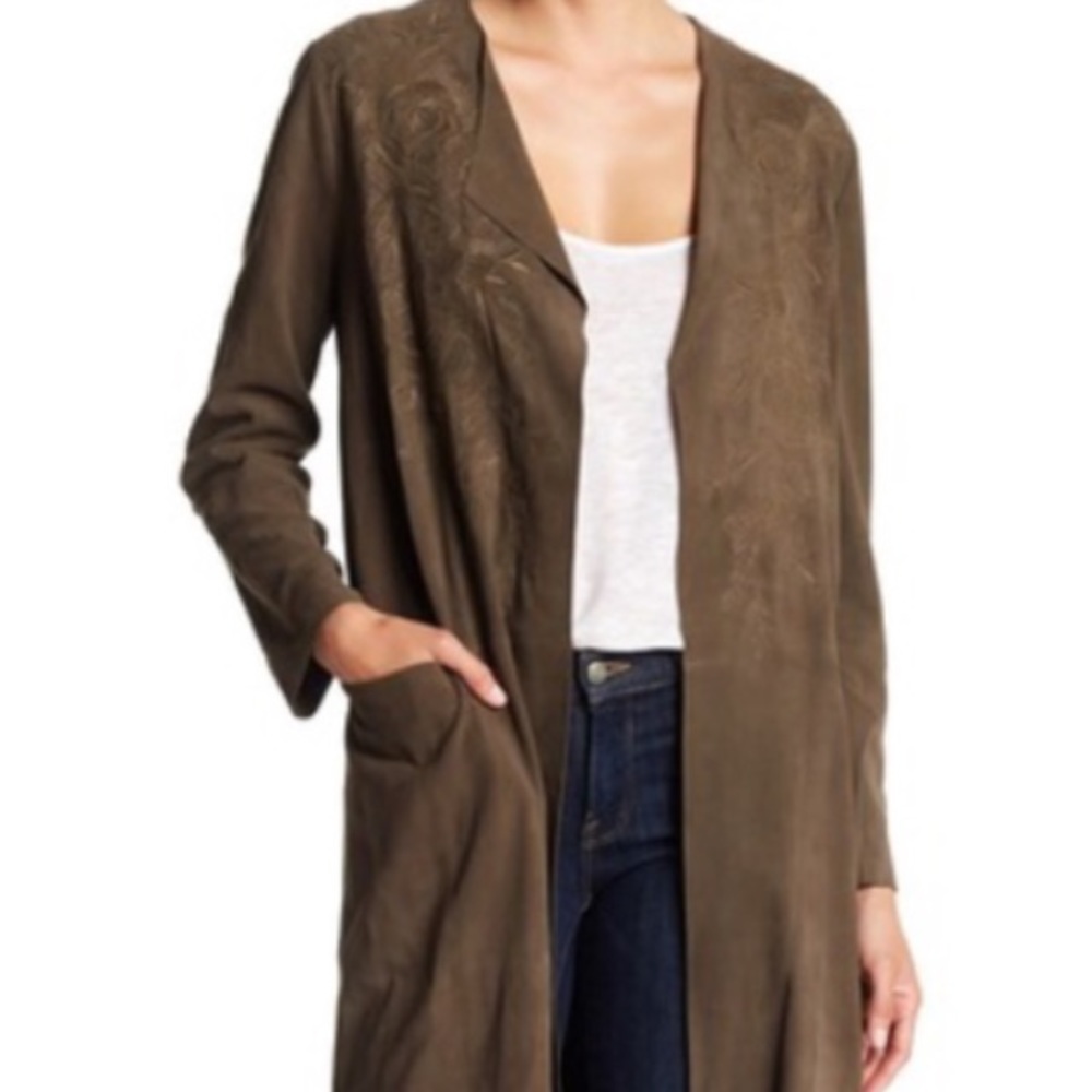 Final sale Johnny Was workshop Antonio Olive Green size S suede duster
